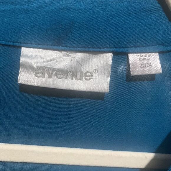 Avenue Womens Plus Size 22 24 Blue Asymmetrical Tunic Top Blouse - Picture 6 of 8